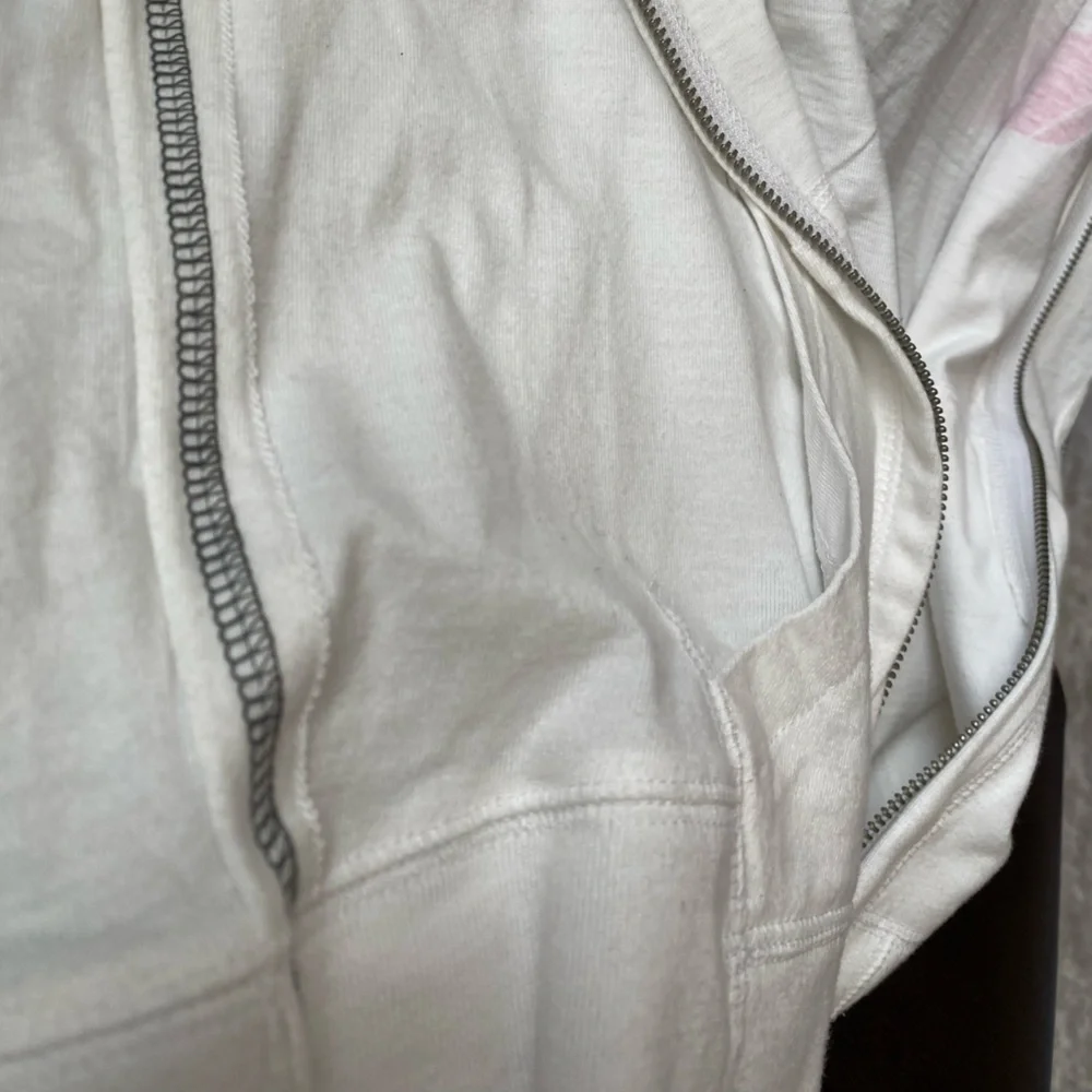White Kansas Jayhawks Jacket Hoodie Zip up Women’s Large Officially Licensed KU